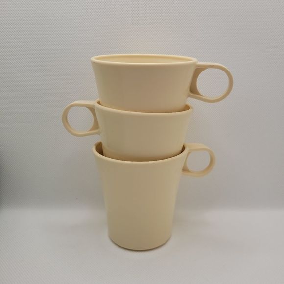 Camping Mugs Retro Melamine Plastic Travel Cup Set of 5 Vtg Alladin Deka Durable - Picture 12 of 12